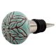 Amarylis Floral Etched Ceramic Wine Stopper (Pack Of One Piece)
